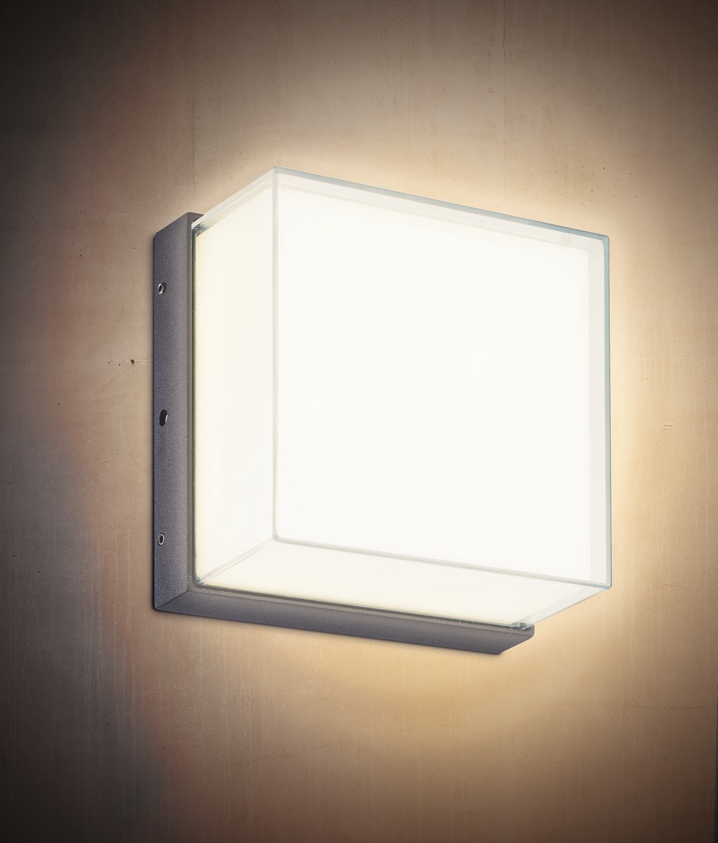 HEITRONIC - LED Wandleuchte QUADRULA in anthrazit, quadratisch