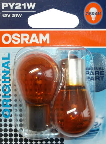 Osram 2 Stück PY21W 21 W 12 Volt BAU15s 7507-02B