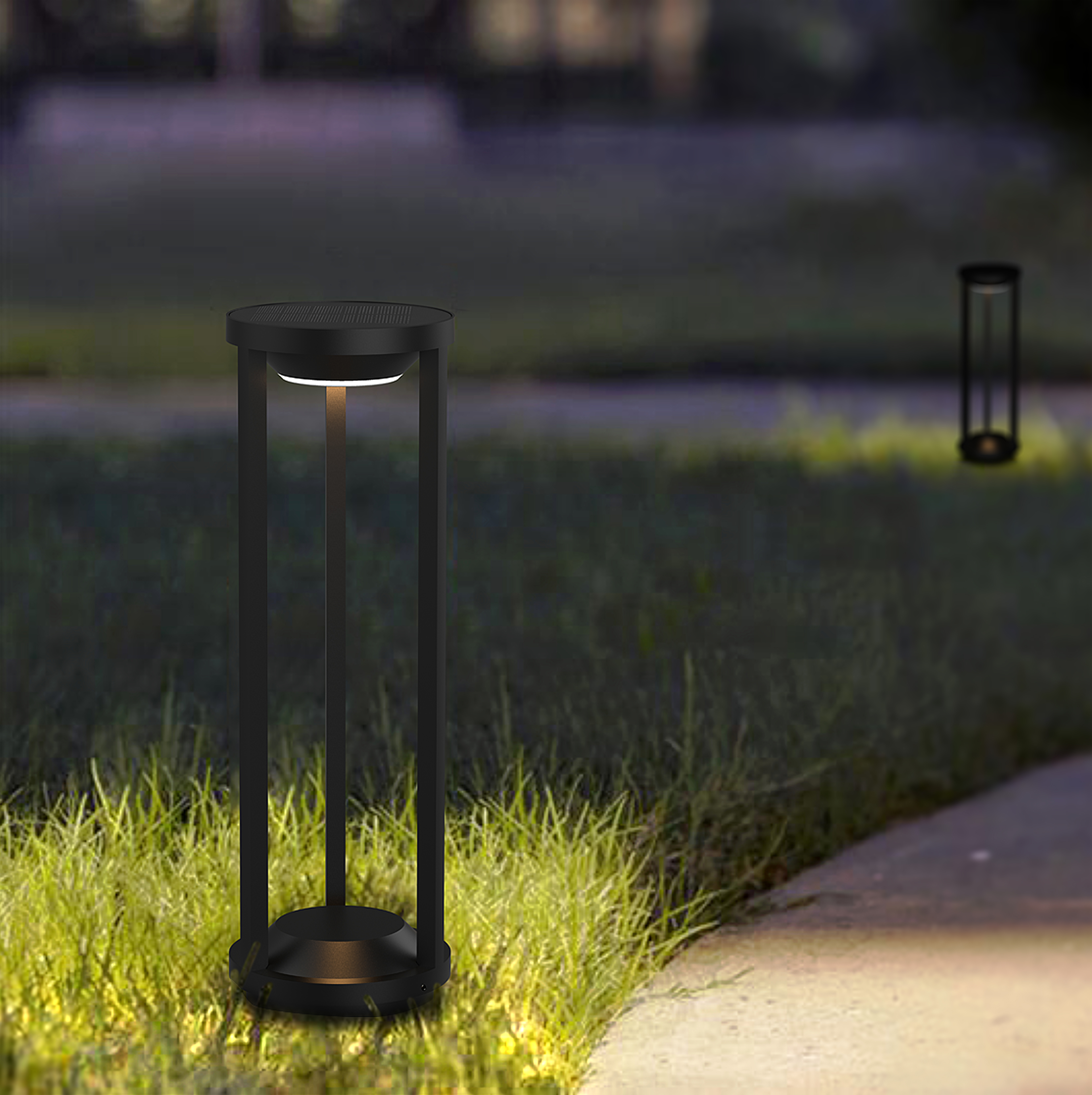 Heitronic Solar LED Pollerleuchte PILASTRO anthrazit kreisförmig mit PIR-Bewegungsschalter